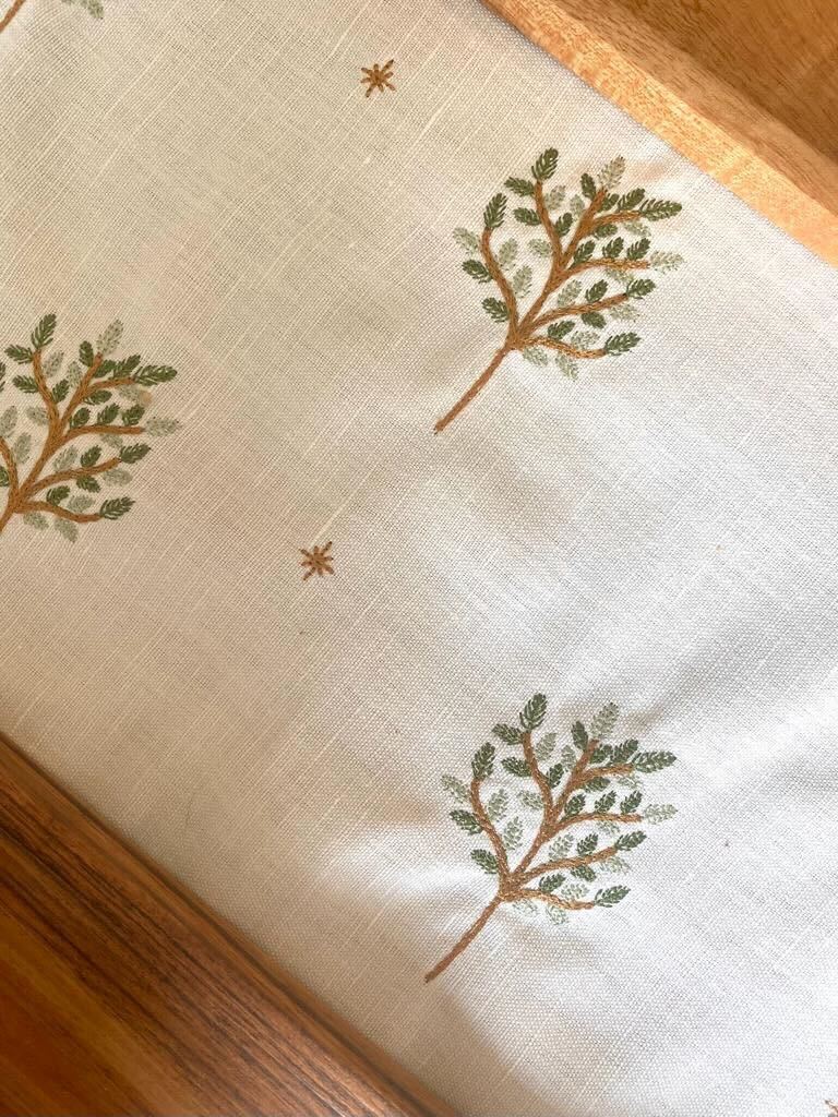 embroidered forest trees table runner