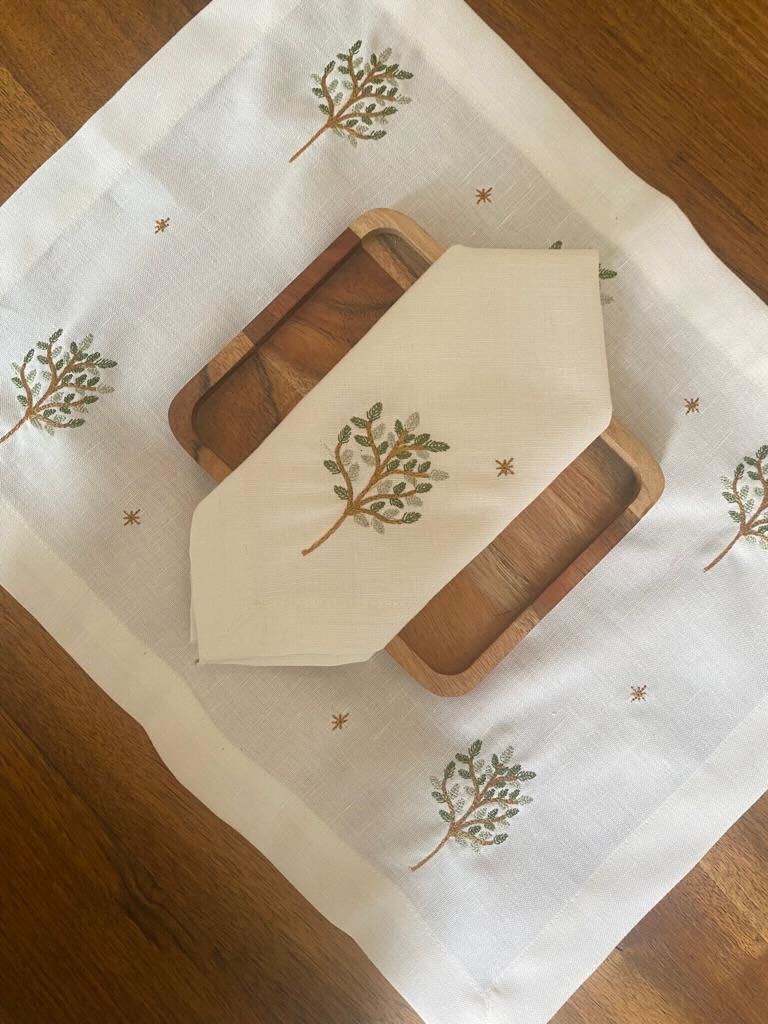 embroidered forest trees placemat