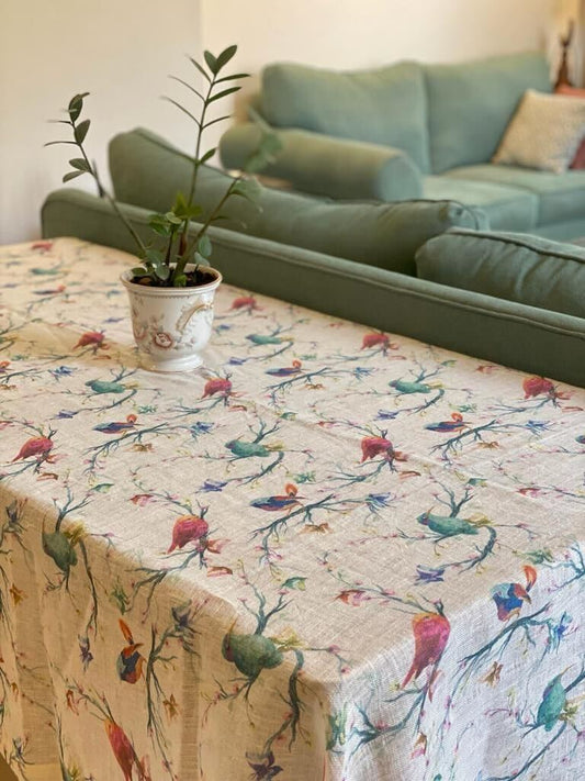 embroidered birds tablecloth