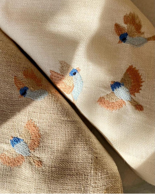 embroidered blossom birds napkin