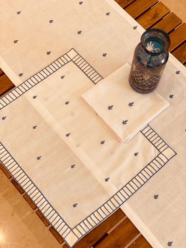 embroidered lotus collection table runner